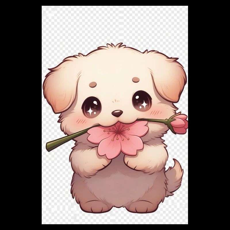 Petit chien fleur avec rose