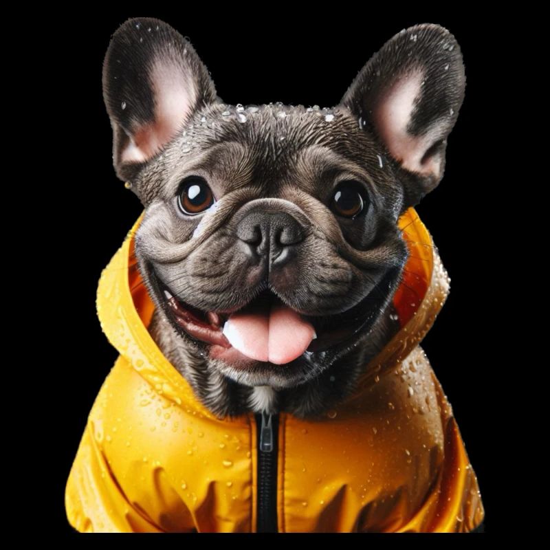 Joyeux bouledogue français en imperméable