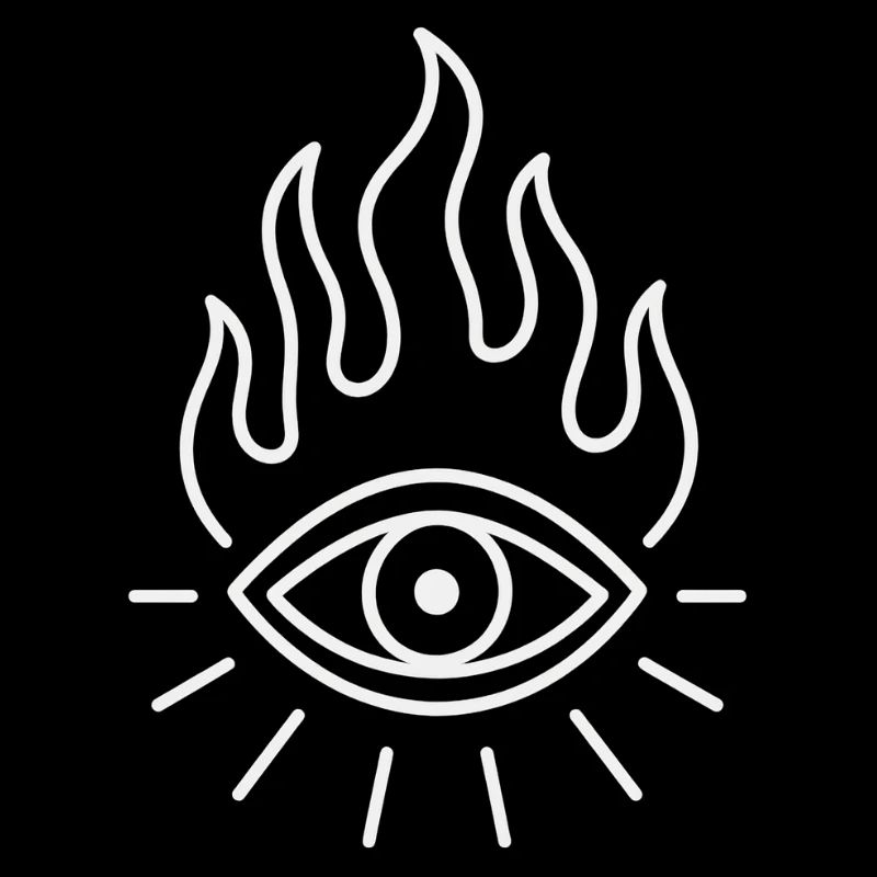 Oeil de feu - Symbole d’art au trait abstrait