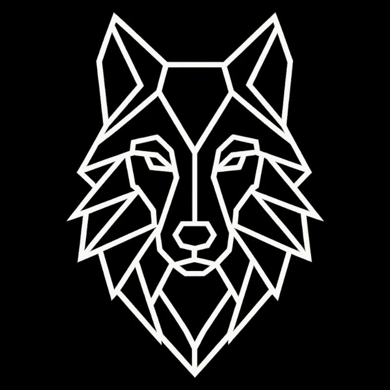 Geometric Wolf Head Line Art