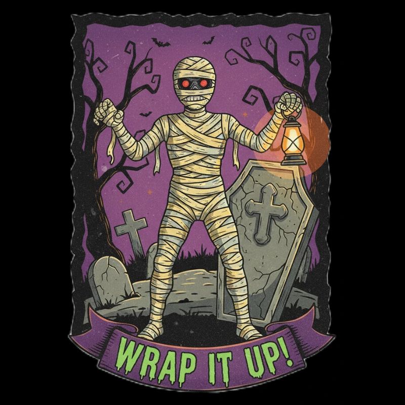 Mummy with Lantern in the Cemetery