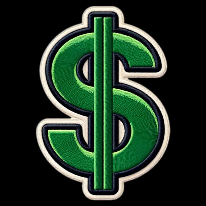 Grüner Dollar-Patch Stickerei