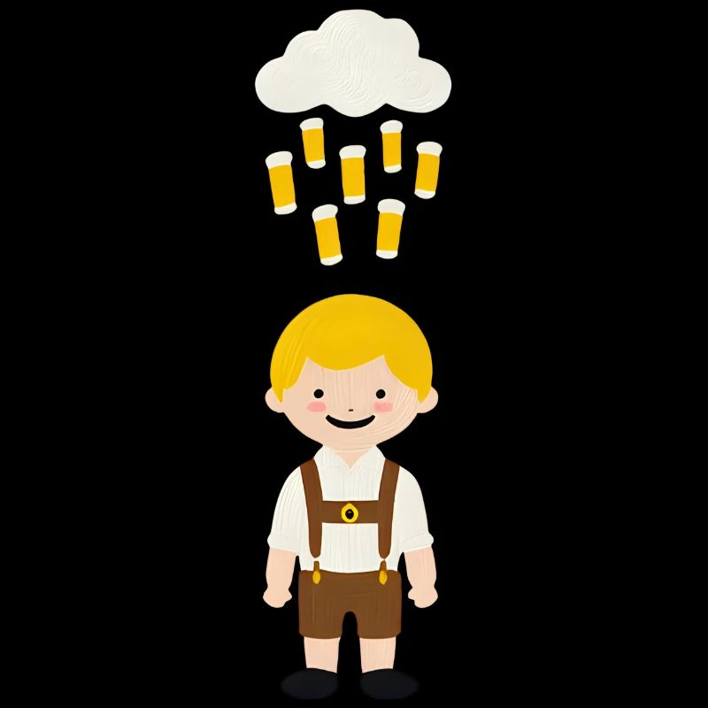 Pluie de haricots sur l’enfant lederhosen