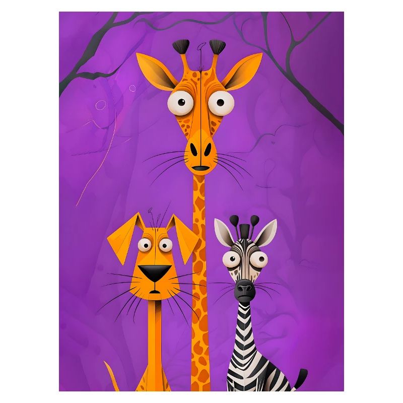 Gothic Animals Illustration on Violet Background