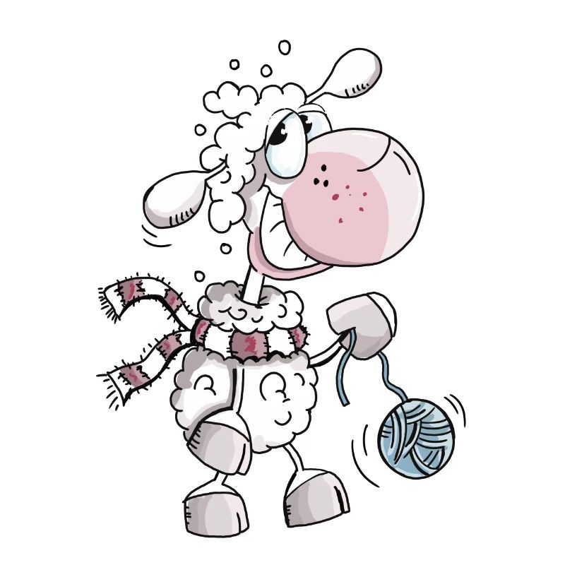 Schaf mit Wollknäuel - Schafe - Schäfchen - Comic