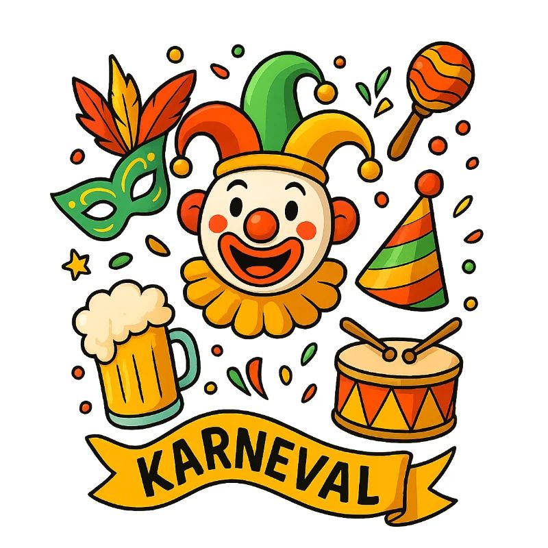 Bunter Karnevals Clown mit Trommel