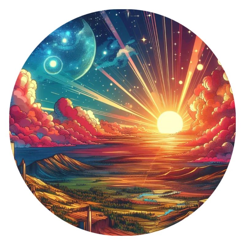 Landscape Colorful Epic Mountains Clouds Comic