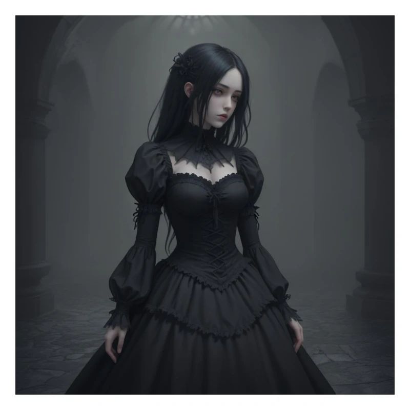 Gothic Viktorianisches Schwarzkleid