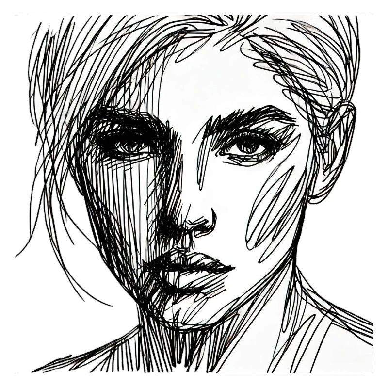 Portrait au trait expressif