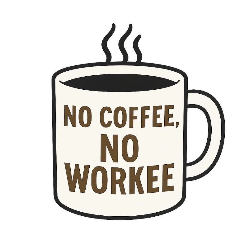 Humorous coffee mug with slogan
