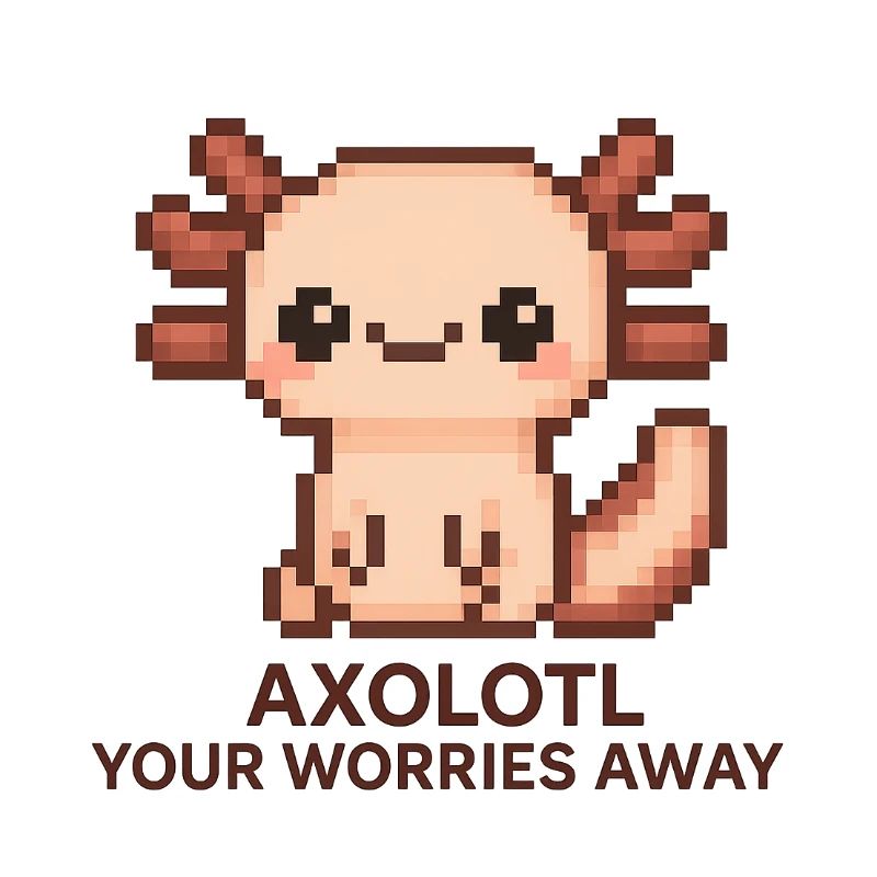 Pixel art axolotl avec texte de blague