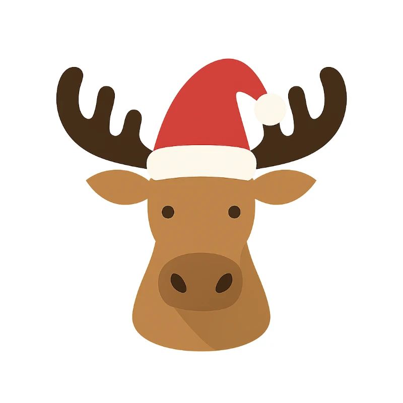 Funny moose with Christmas hat