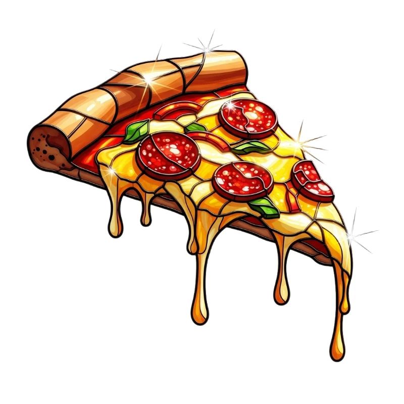 Glänzende Salami-Pizza mit Basilikum