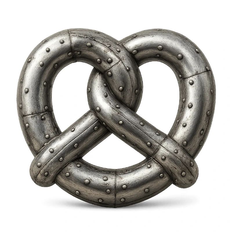 Bretzel métallique entrelacé riveté en tôle