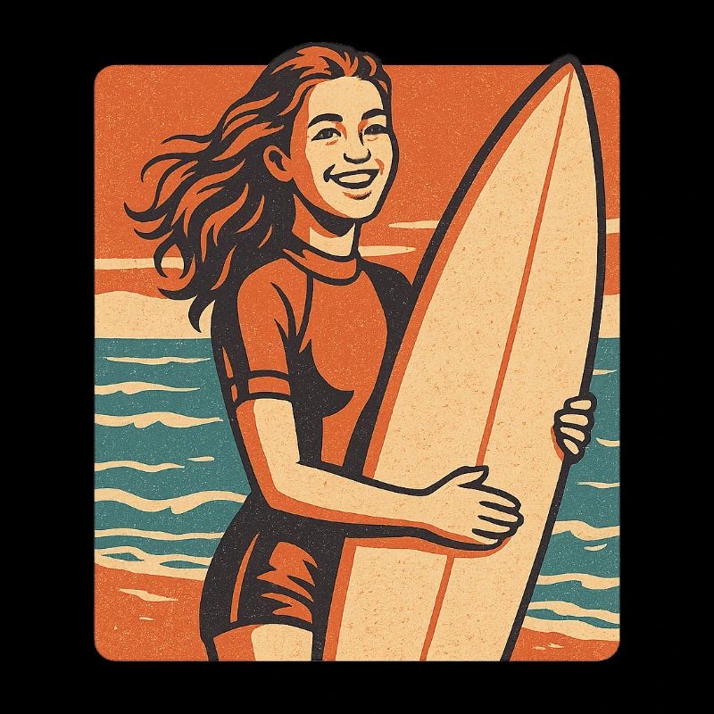 Retro surfer at sunset