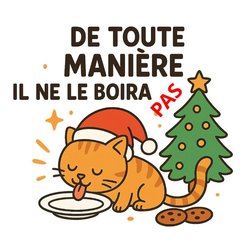 Festive Christmas Cat Who Refuses Drinking