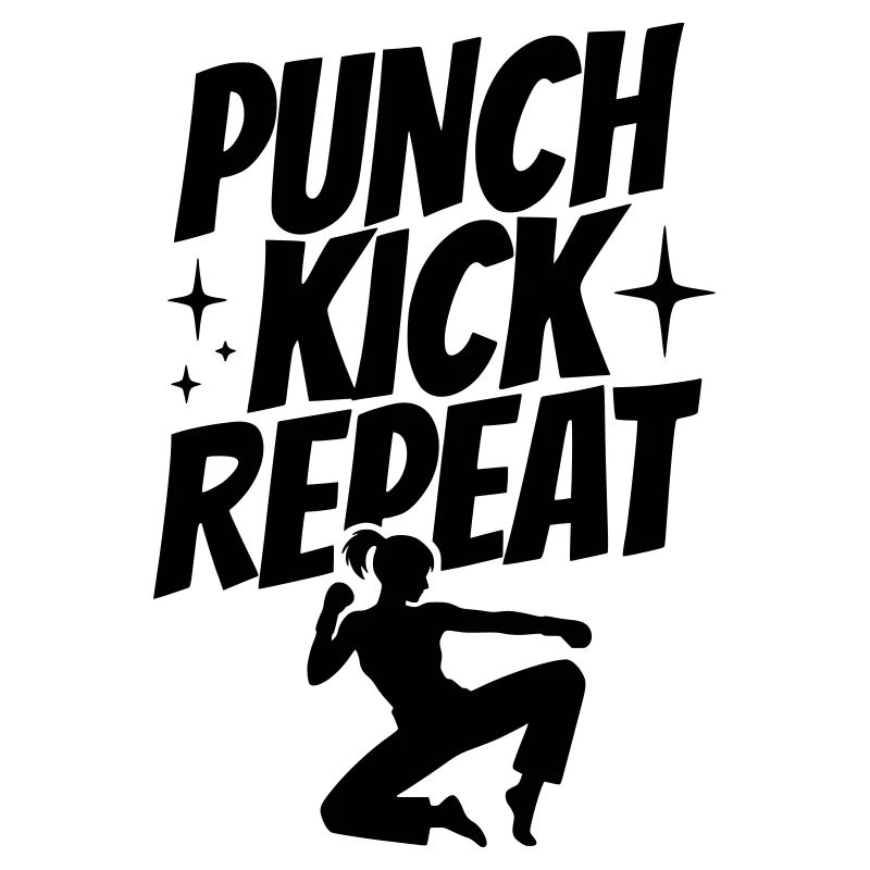 Kickboxerin Silhouette - Punch, Kick, Repeat