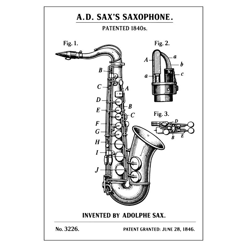 Conception du brevet du plan d’instrument de saxophone