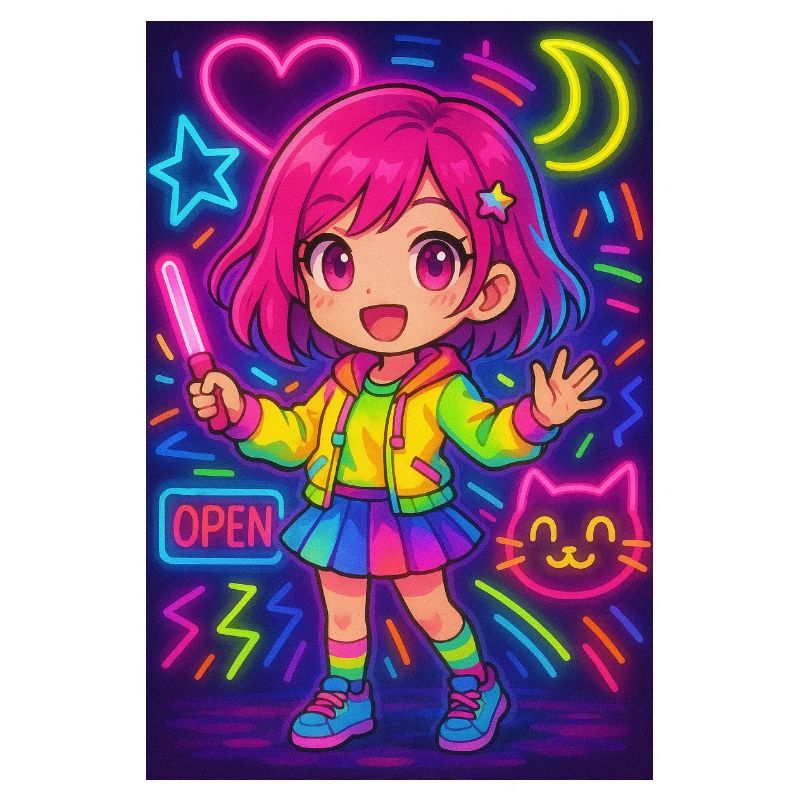 Neon Chibi Magic - Énergie d’anime colorée