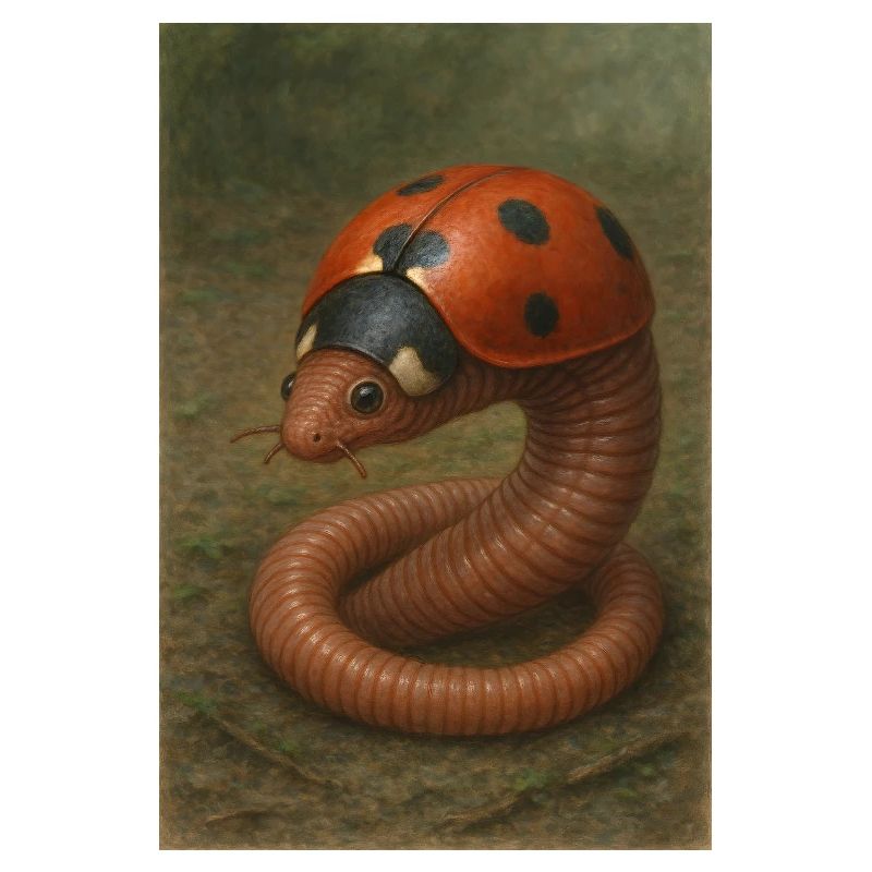 Ladybug and earthworm