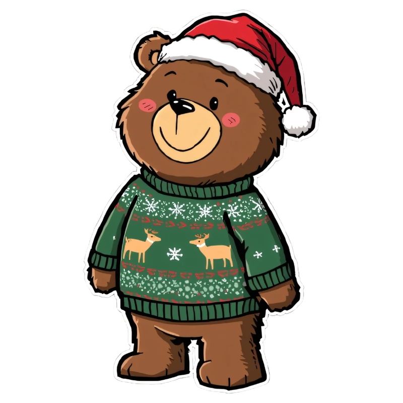Ours mignon avec pull de Noël