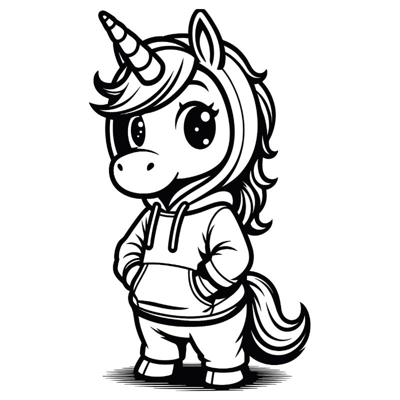 Chibi Licorne en sweat à capuche