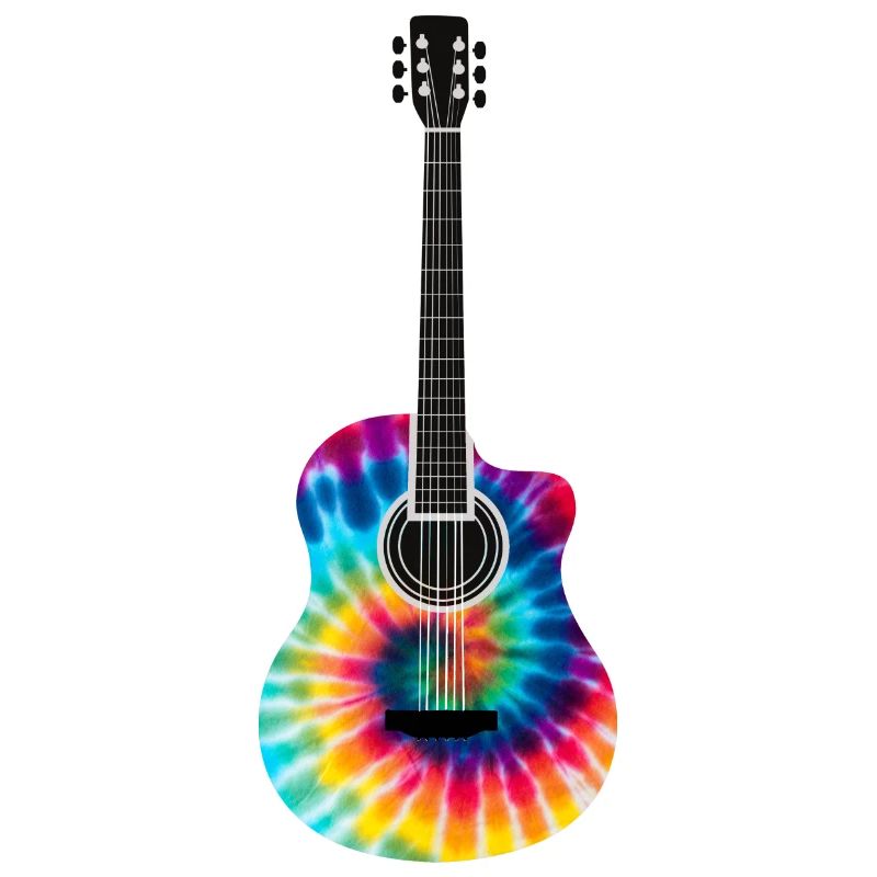 Design de guitare Tie Dye multicolore