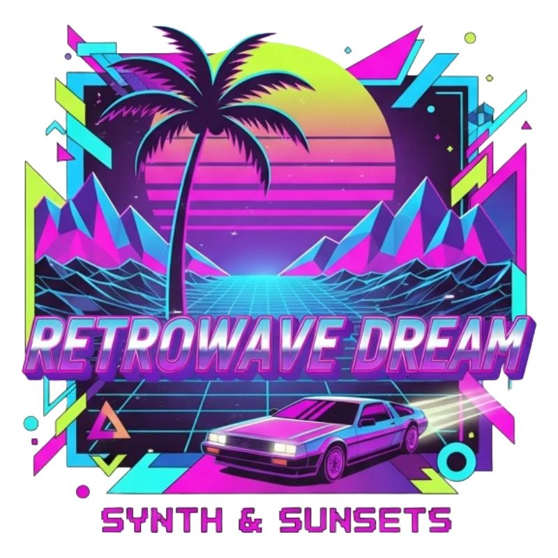 Retro Wave Sunset Car Illustration