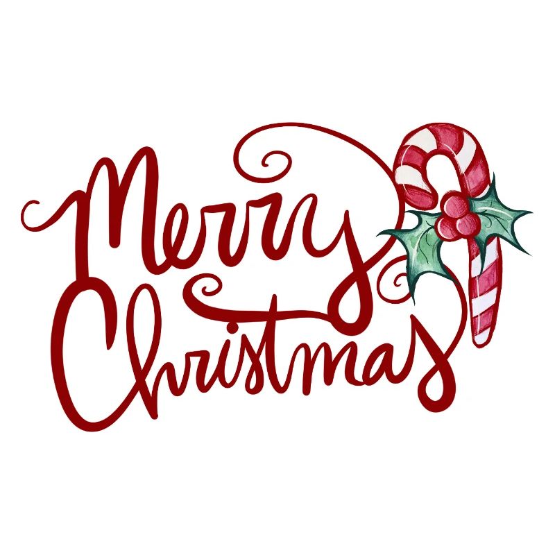 Merry Christmas Script with Candy Cane