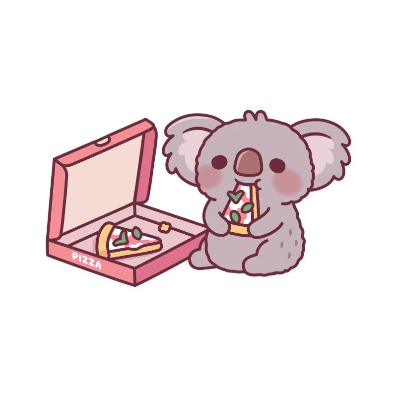 Mignon Koala Ours Mangeant Pizza