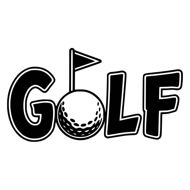 Lettrage de golf avec balle de golf et drapeau de golf