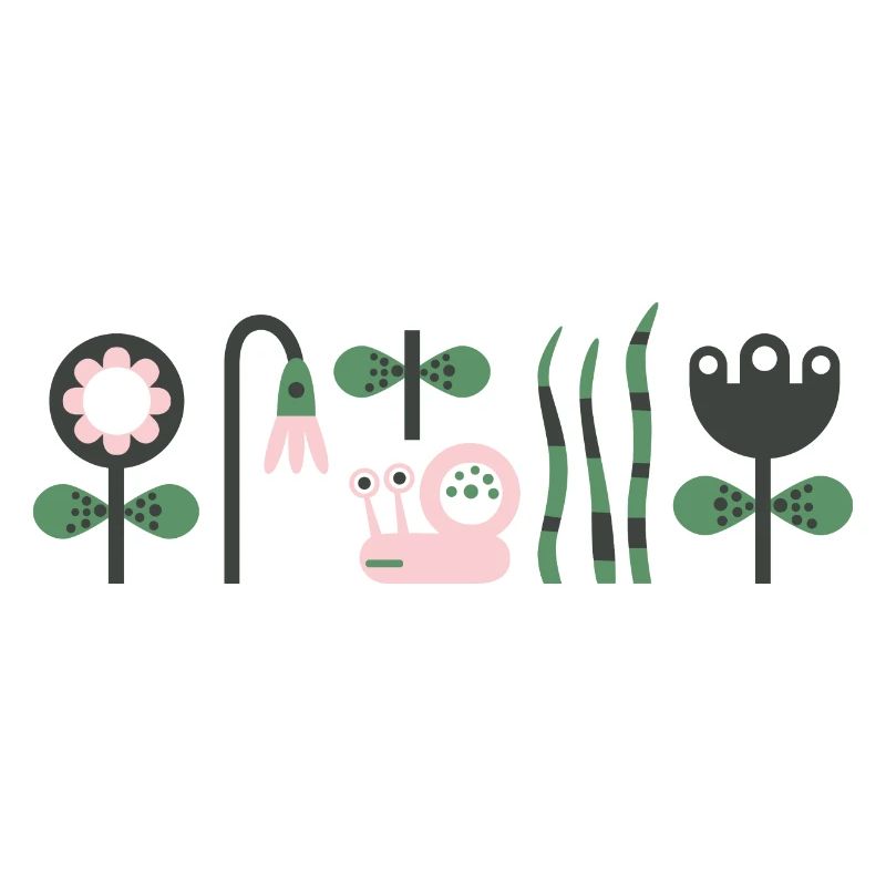 Escargot rose affamé avec des fleurs