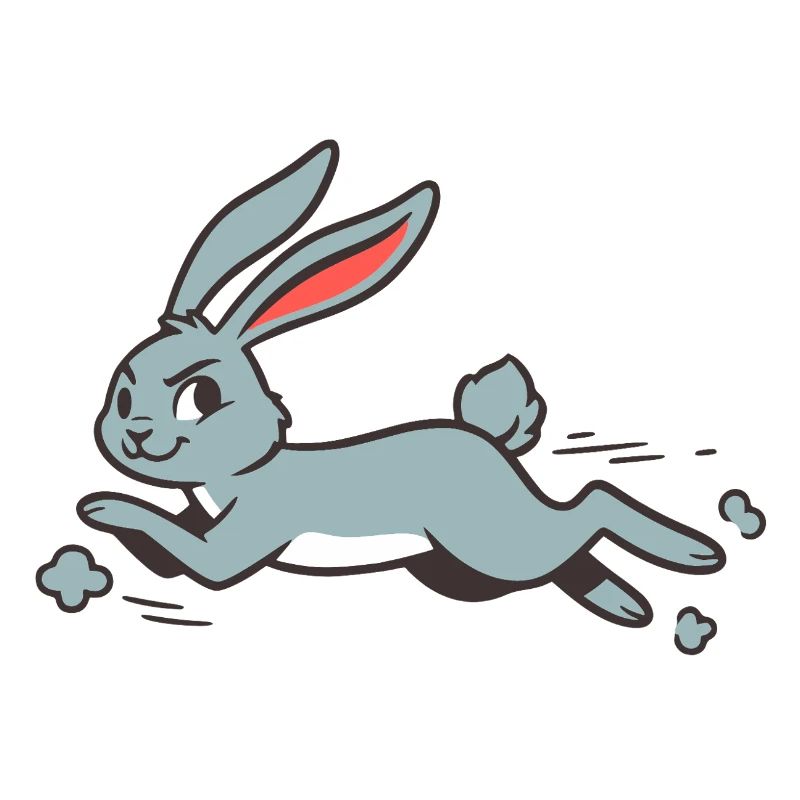 Running Bunny Rabbit Long-Eared Comic Funny