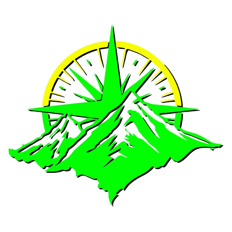Compass With Mountain Silhouette