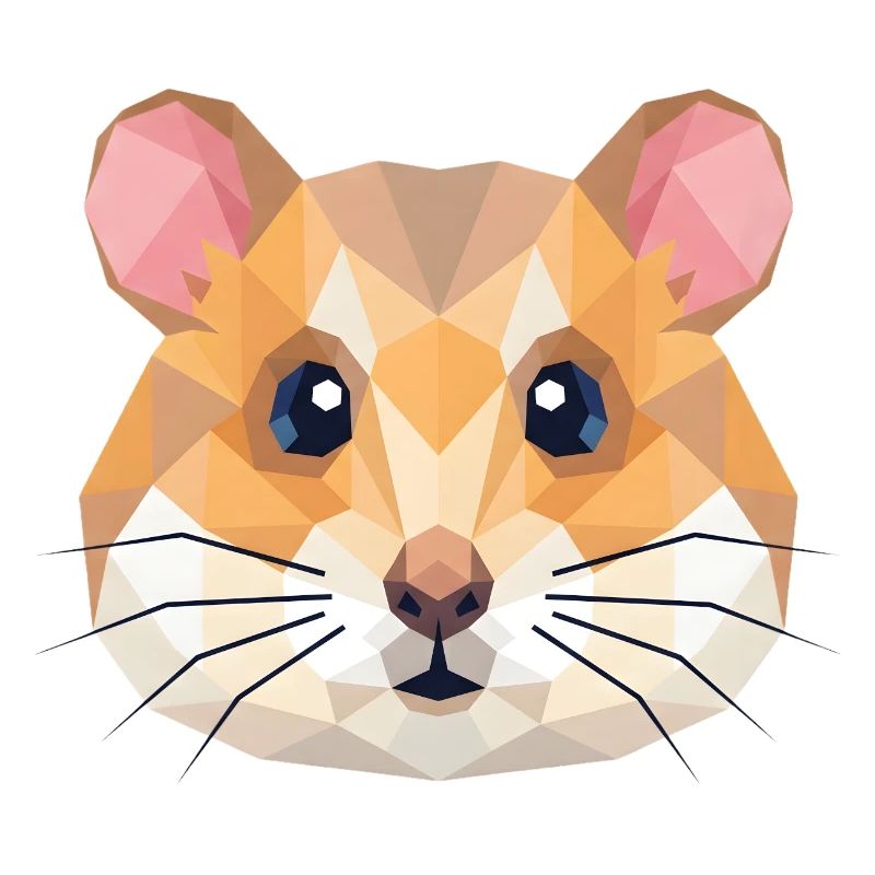 Cute Geometric Hamster Low Poly Art