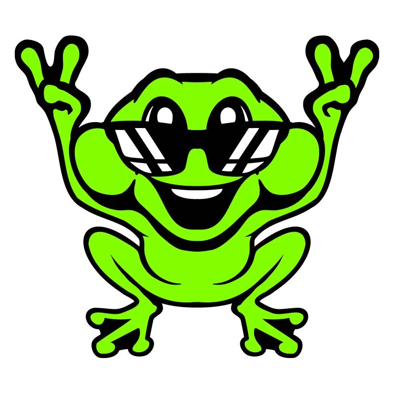 Frog Toad Cool Sunglasses Victory Peace Hands