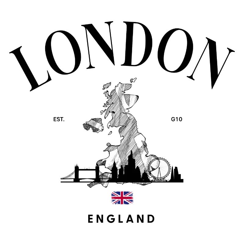 Tiny Union Jack Accent on Black