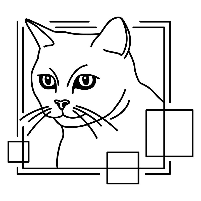 Chat en forme géométrique - Conception d’art au trait