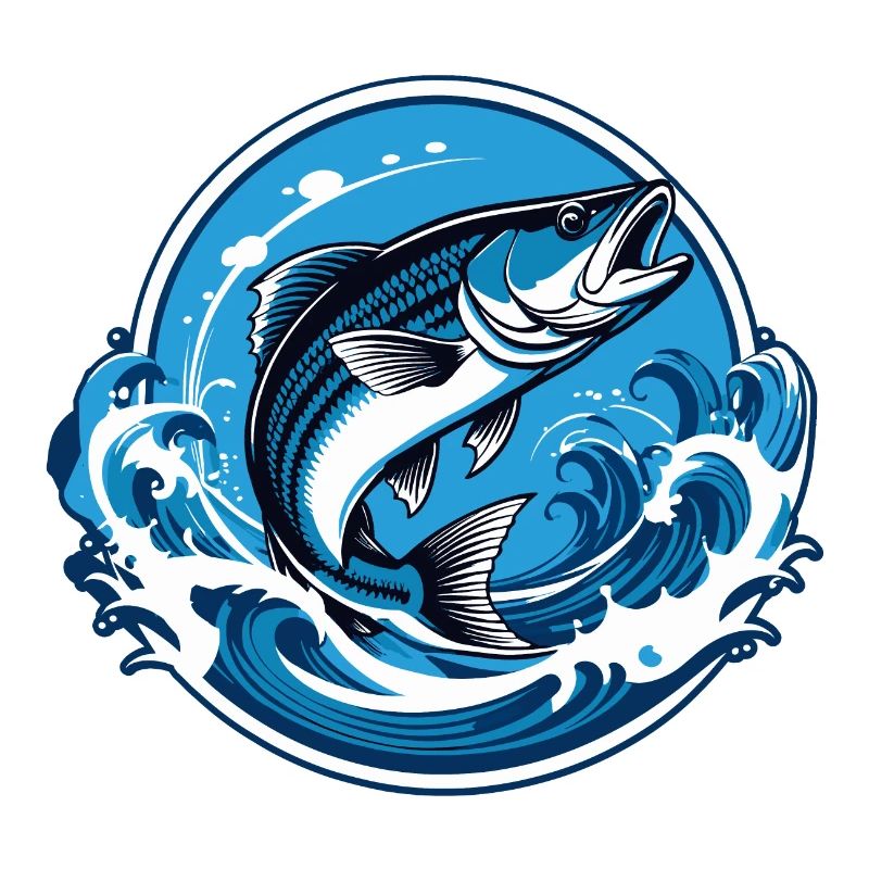 Fisch im Wasser mit Wellenumrandung