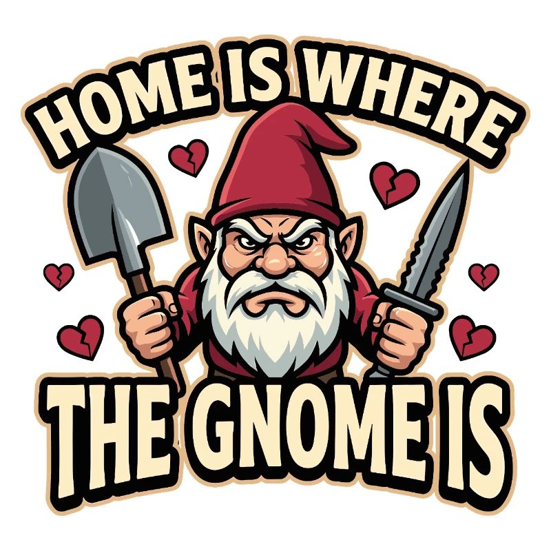 Evil Gnome, Dark Gnome, Goth Gnome, Funny Gnome