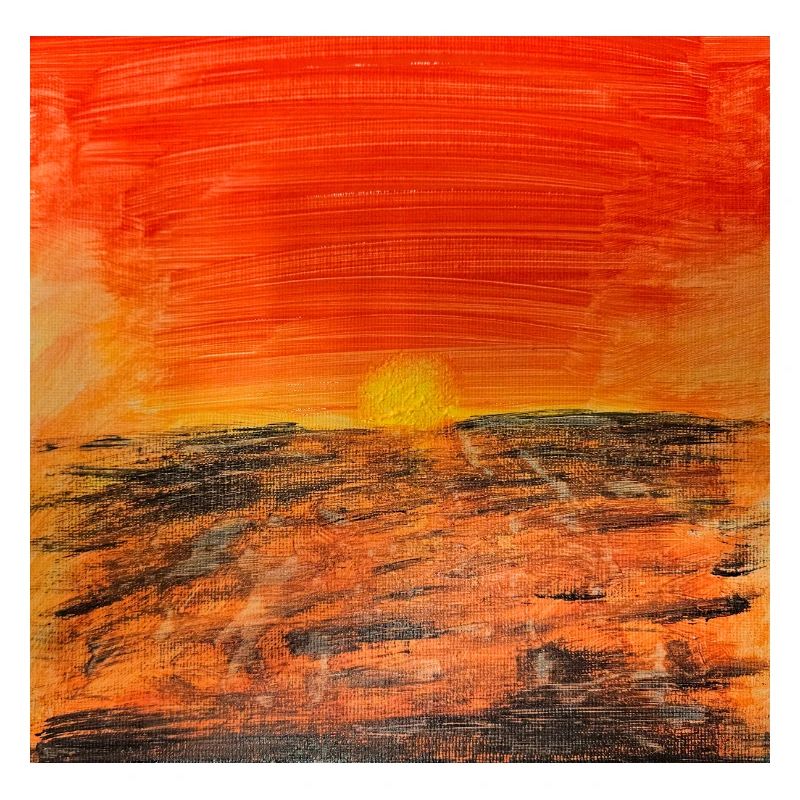 Coucher de soleil rouge feu