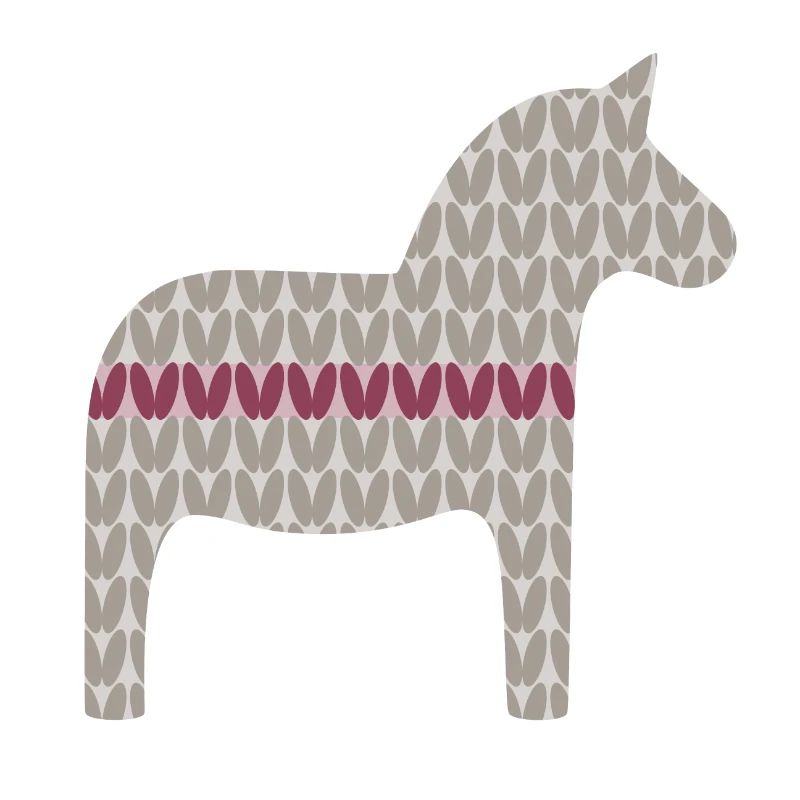 Dala Horse Knitting Pattern Christmas Red Grey Scandi