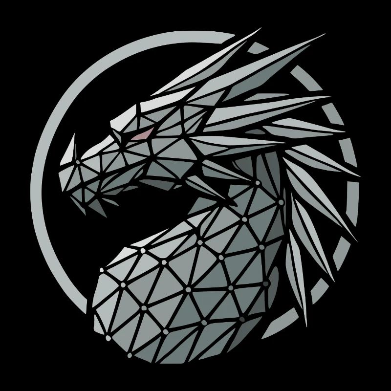 Blue Polygons Dragon Head