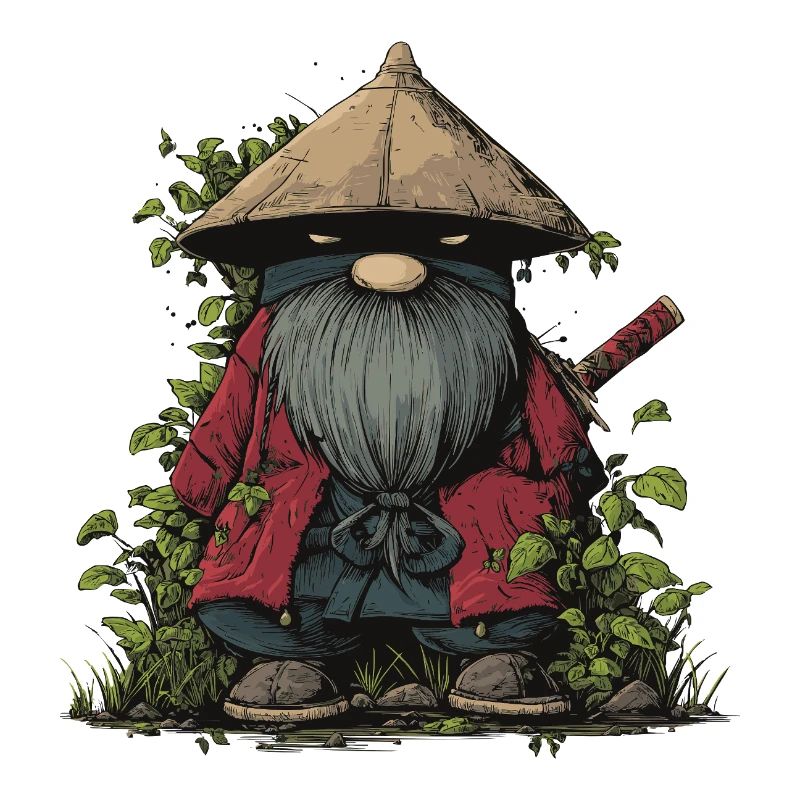 Drôle ninja nain de jardin avec épée