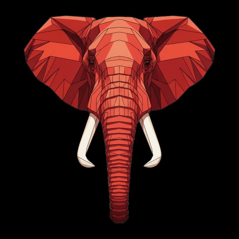Red Geometric Elephant Head