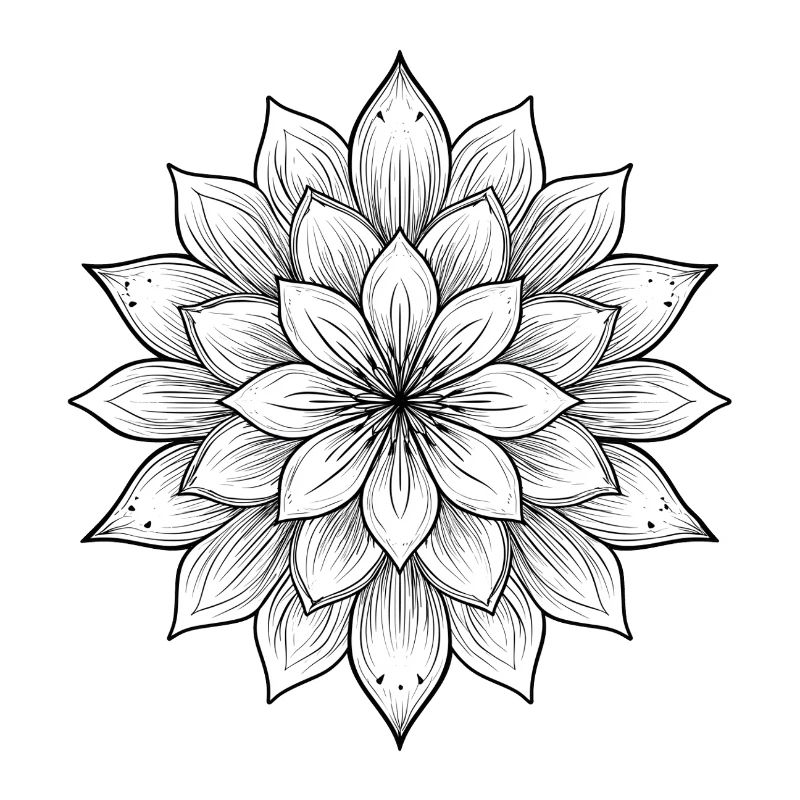 Blumenmandala mit feinen Blütenblättern, Ruhe und Harmonie