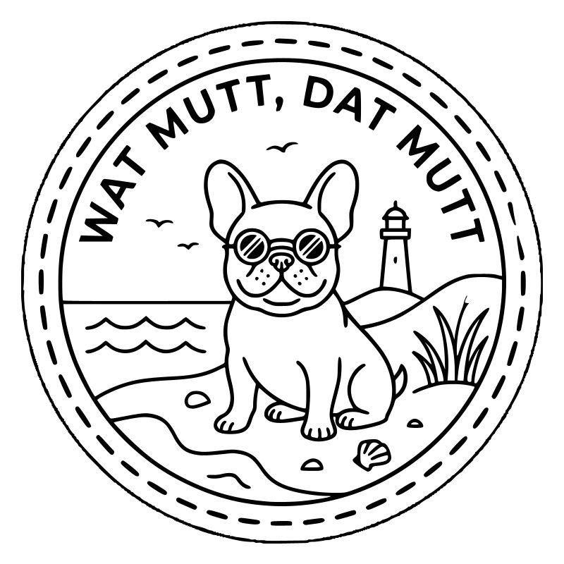 Wat mutt dat mutt Bouledogue français au bord de la mer