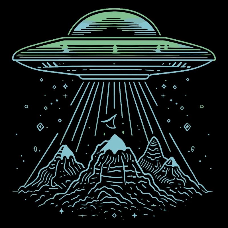 UFO Mountain Abduction - Mysterious Sci-Fi Design