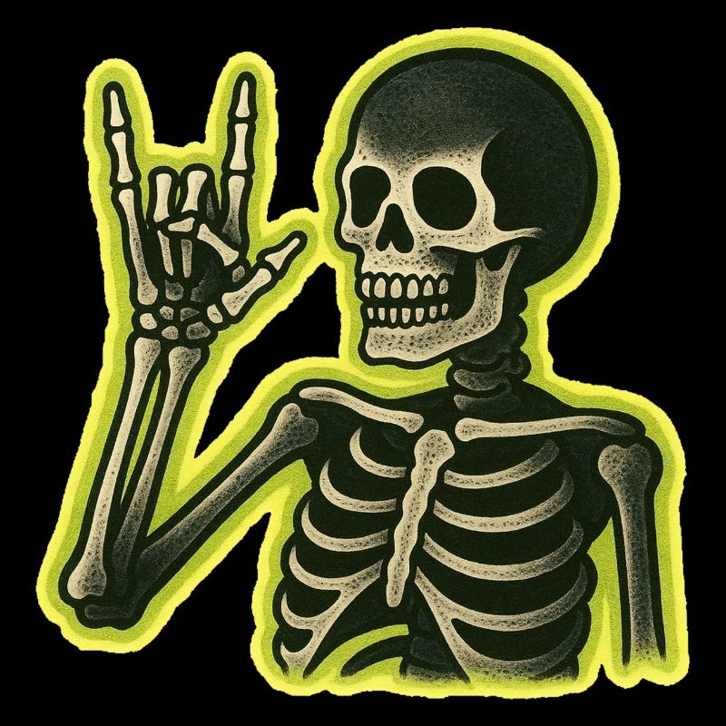 Neon Skeleton Rock Schild