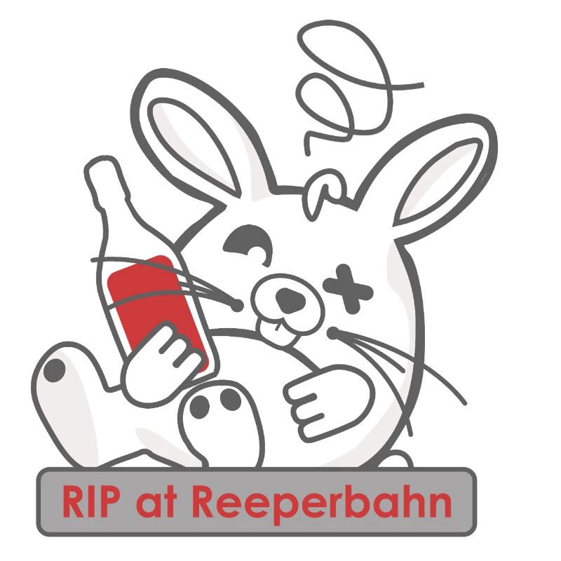 Funny bunny skull with bottle and Reeperbahn